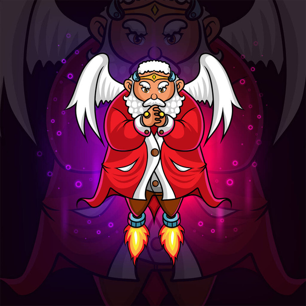 La cláusula de santa guardiana y la mascota ángel de la ilustración - Vector, imagen
