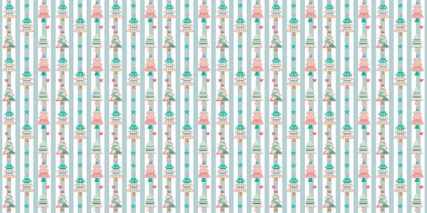 Christmas patterns designed in doodle style in bright colors suitable for digital paper, t-shirt designs, gift wrapping paper, Christmas decorations, fabric prints, cushion designs, T-shirt, wallpaper - Vektör, Görsel