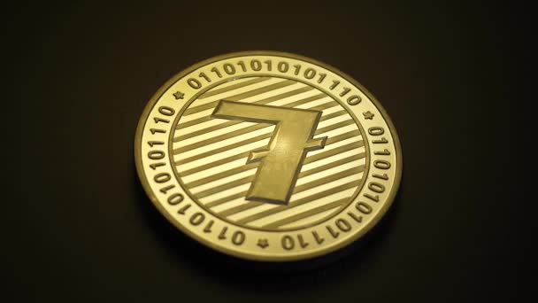 Makro ujęcie monety Litecoin Monety kryptowaluta - Materiał filmowy, wideo