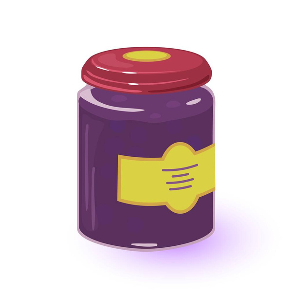 Canned fruit currant jam in jar - Vector, Image