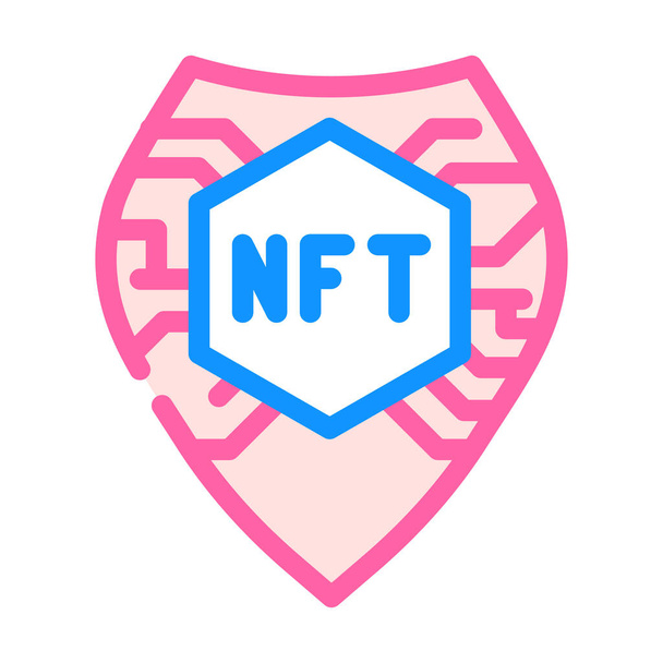 vettore icona a colori dello scudo nft. Segno di scudo. illustrazione simbolo isolato - Vettoriali, immagini