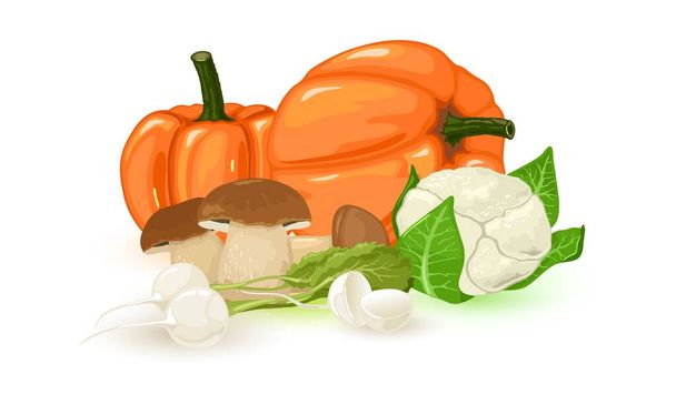 Cartoon seasonal veggies set - Vector, Image