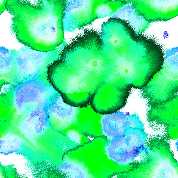 Watercolor Mixed Flowing Spots, Dots, Torn Edges. Pastel Soft Pale Spots, Ikat. Tie Dye, Batik. Endless Repeating Ornament. Art Background For Textile, Surface, Fashion, Swimwear, Linen, Cloth. - Фото, зображення