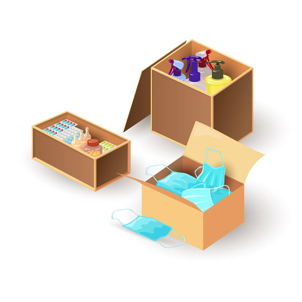 Box of bulk purchase for medical facility - Vector, Image