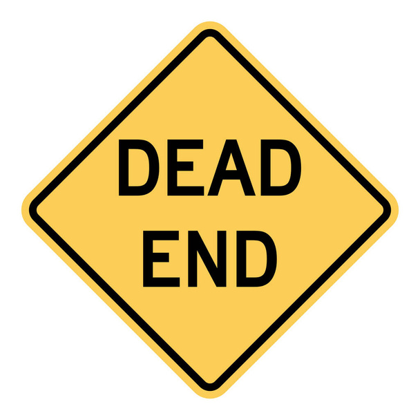 Dead end black writing on yellow rhombus road sign - Pictograma de ilustração vetorial editável isolado em branco - Vetor, Imagem