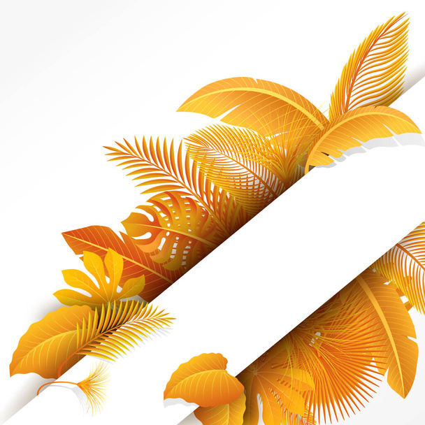 Sign with text space of Turn Yellow Tropical Leaves. Suitable for nature concept, vacation, and autumn - Вектор,изображение