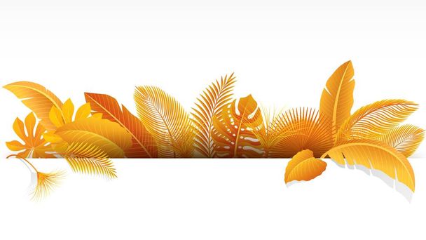 Sign with text space of Turn Yellow Tropical Leaves. Suitable for nature concept, vacation, and autumn. Vector Illustration - Vektor, obrázek