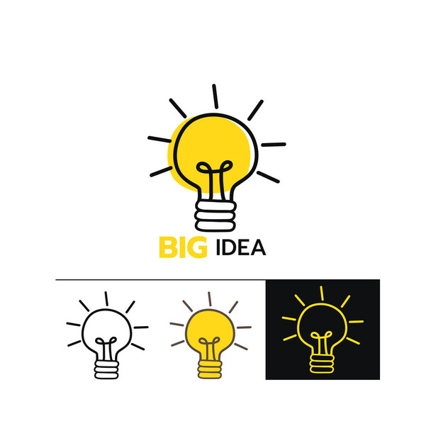 Glühbirne, kreative Idee und Innovation, Glühbirnen-Symbol mit Konzept der Idee auf weißem Hintergrund Vektor-Illustration  - Vektor, Bild