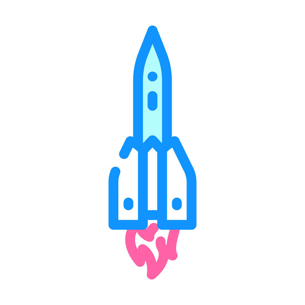Raketenstart Farb-Symbol-Vektor-Illustration - Vektor, Bild
