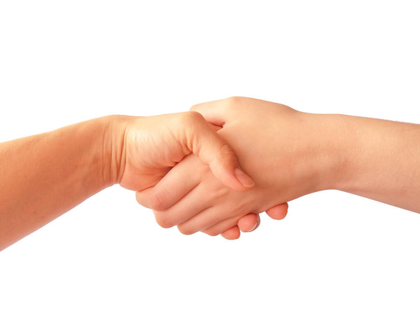 Handshake isolated on white background stock photo - Valokuva, kuva
