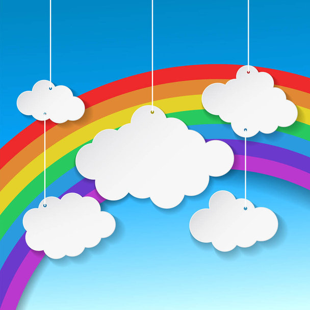 Clouds on Rainbow background. Vector Illustration - Vektor, obrázek