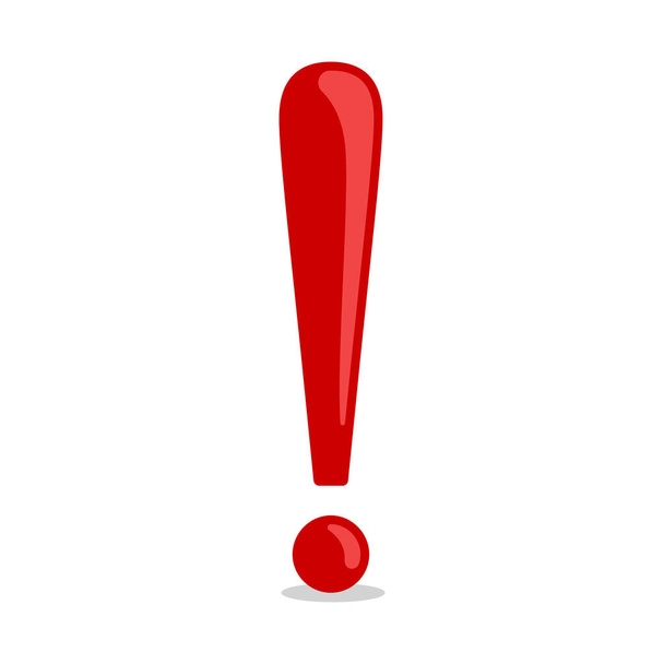 Exclamation point symbol. Red attention mark vector illustration. Danger icon design. - Vetor, Imagem