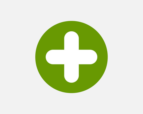 Green plus sign. Vector icon. Cross symbol of safety guidance. - Vector, Image
