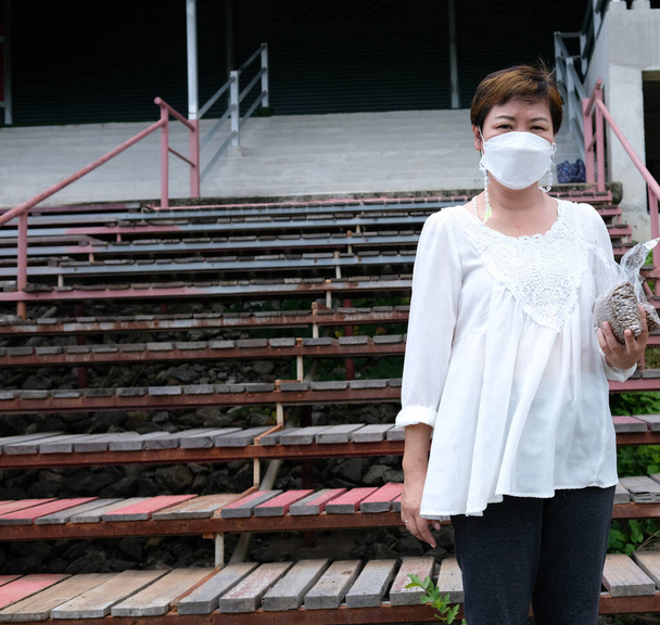 旅行中の伝染病の流行を防ぐためにマスクをしているアジアの女性 - 写真・画像
