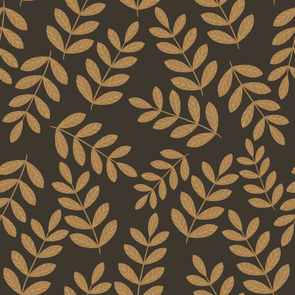 Seamless floral pattern with branches hand drawn leaves on a brown background for textiles, paper, cards, souvenirs - Valokuva, kuva