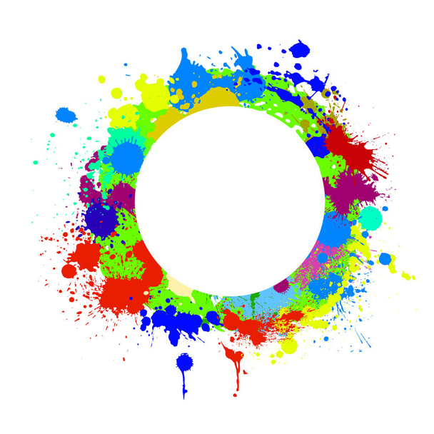 Cadre rond de taches de peinture multicolores. Illustration vectorielle - Vecteur, image
