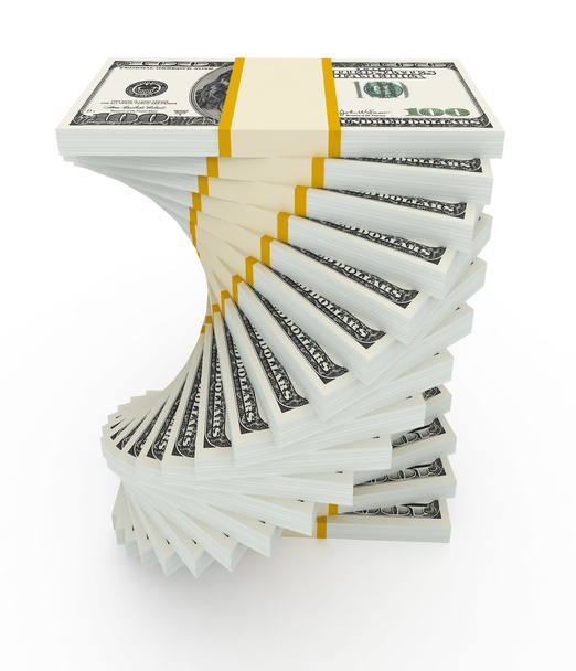 gelir büyüme kavramı. spiral dolar yığını üzerinde beyaz izole - Fotoğraf, Görsel