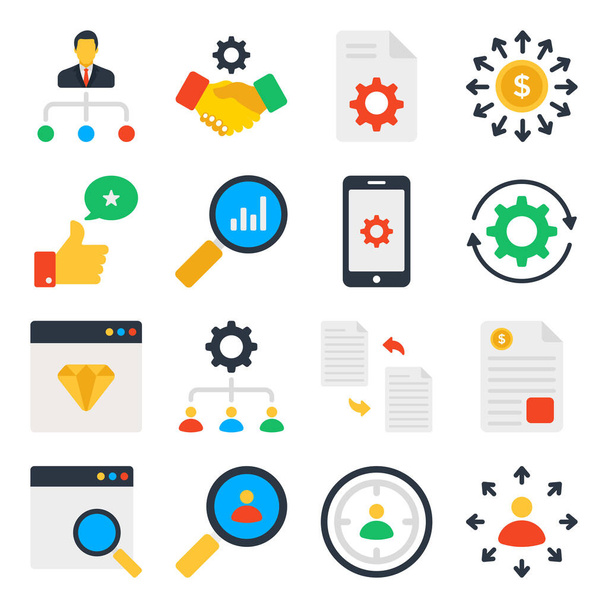 Pack of Business and Team Management Flat Icons - Vector, Image