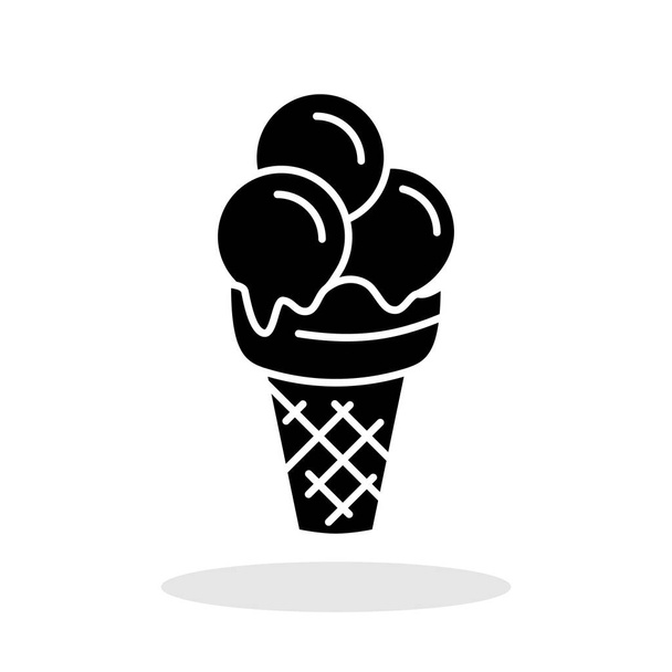 Значок мороженого. Черная икона мороженого. Изолированная икона векторного мороженого - Вектор,изображение