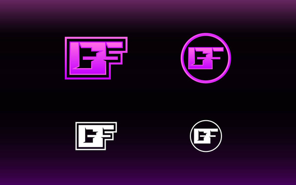 Initials GF logo with a bright color is suitable for E sports teams and others - Vector, Image