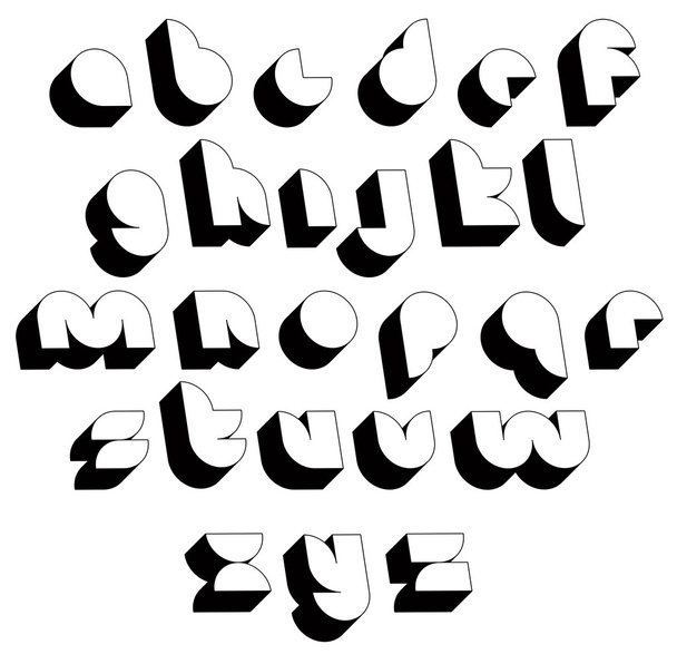 Futuristic black and white 3d font. - Вектор,изображение