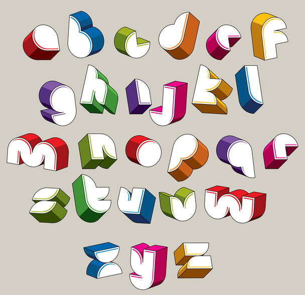 3D φουτουριστικό γραμματοσειρά, φωτεινό και πολύχρωμο γράμματα διάνυσμα. - Διάνυσμα, εικόνα