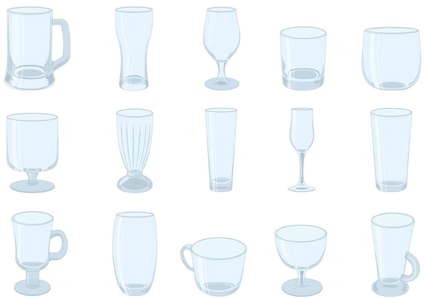 Diferentes tipos de copos de beber coleção vetor ilustração - Vetor, Imagem