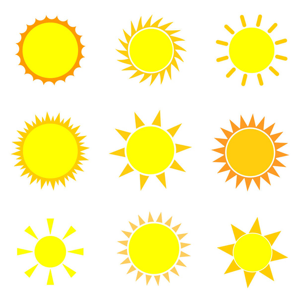 Set sun icons, symbols design template, vector illustration - Vektör, Görsel