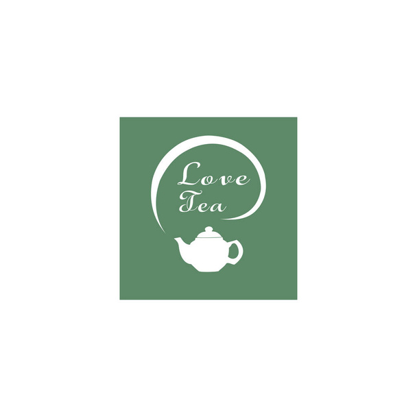 Prosty projekt logo herbaty z tłem - Wektor, obraz