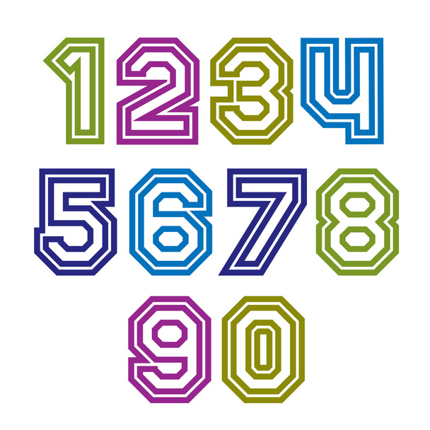 Colorful regular stripy numeration, modern vector poster numbers - Vector, Image