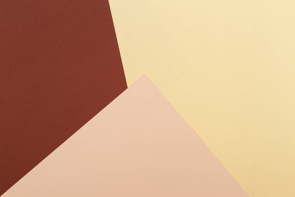 Color papers geometry composition background with beige and brown tones - Photo, image