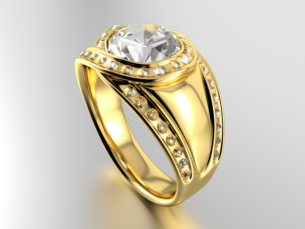 Bague dorée avec diamant
 - Photo, image
