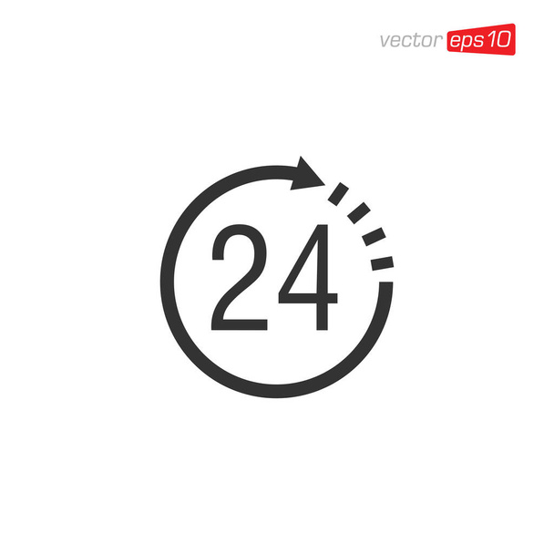 24 Hours Sign Icon Vector - Vector, Imagen
