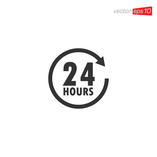 24 Hours Sign Icon Vector - Vector, Imagen