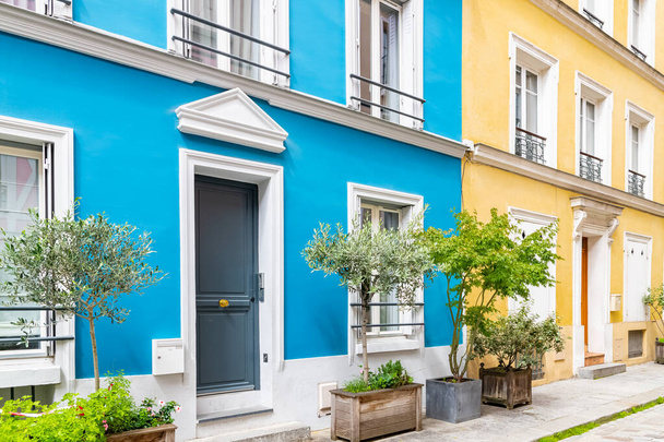Paris, colorful house rue Cremieux, typical street - Photo, Image