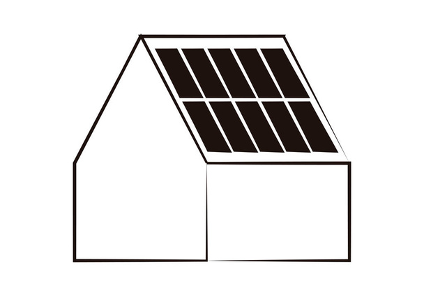 Icona nera di casa con pannello solare. - Vettoriali, immagini