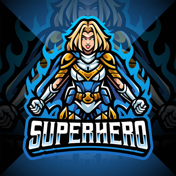 Superhero girls esport mascot logo design - Foto, imagen