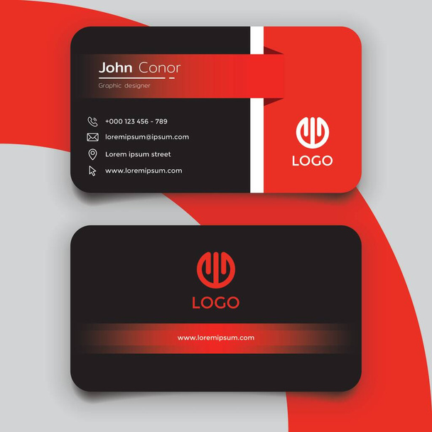 Red modern creative business card template - Vector, Imagen