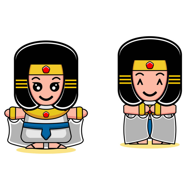 egyptiläinen naisten maskotti merkki sarjakuva kuvitus - Vektori, kuva