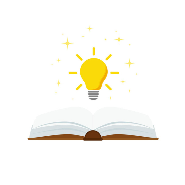 livre ouvert avec concept d'ampoule, peut utiliser pour, page de renvoi, modèle, ui, application mobile, affiche, bannière, flyer.vector illustration . - Vecteur, image