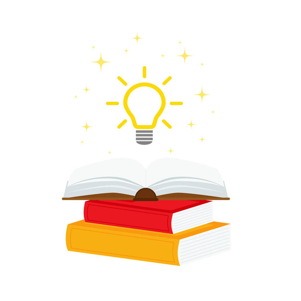 open book with light bulb concept, can use for, landing page, template, ui, mobile app, poster, banner, flyer.vector illustration . - Vector, Image