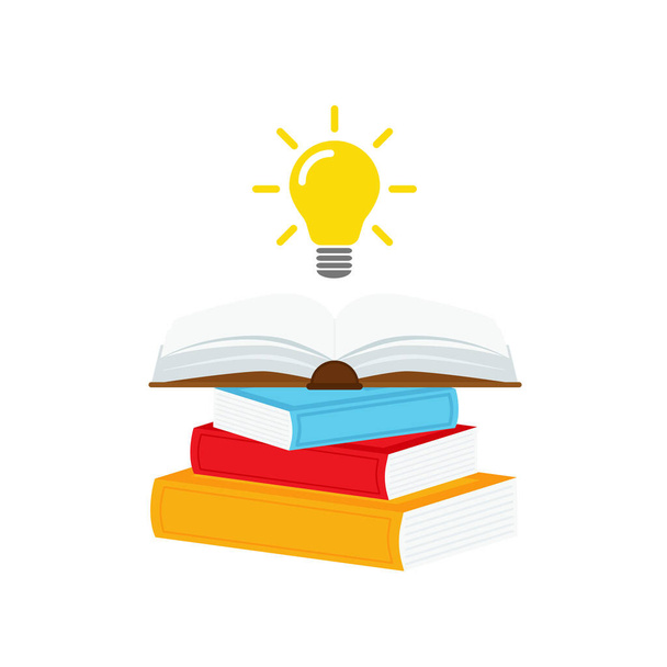 open book with light bulb concept, can use for, landing page, template, ui, mobile app, poster, banner, flyer.vector illustration . - Vecteur, image
