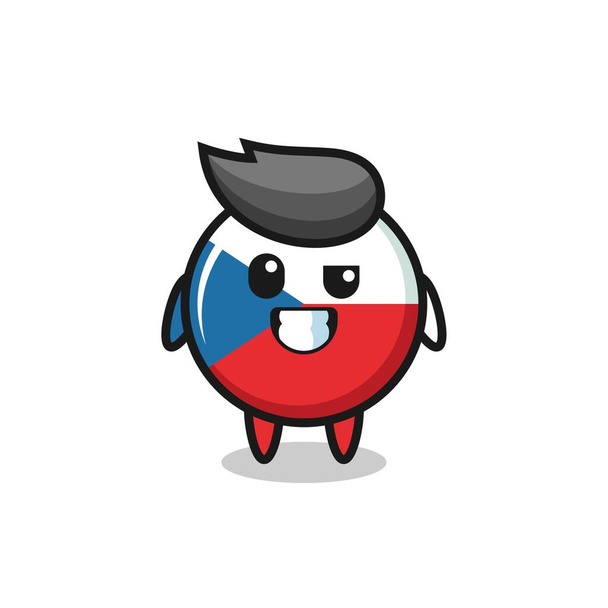 Mascotte mignonne de drapeau de la République tchèque avec un visage optimiste, design mignon pour t-shirt, autocollant, élément de logo - Vecteur, image