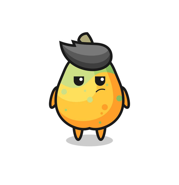 lindo personaje de papaya con expresión sospechosa, lindo diseño de estilo para camiseta, pegatina, elemento de logotipo - Vector, Imagen