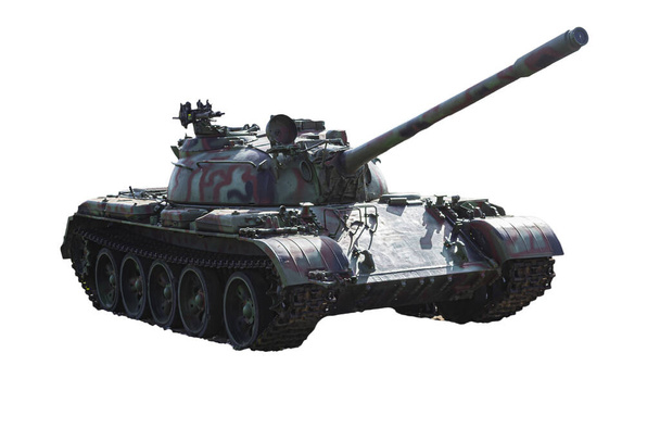 The T-55, Soviet made main battle tank on a white background - Foto, afbeelding