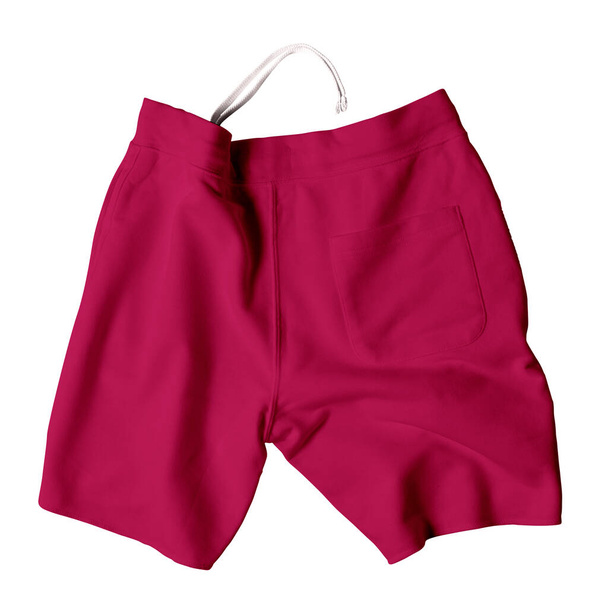 Questa vista panoramica posteriore di incredibili pantaloncini Mockup nel colore scuro Sangria, è un semplice modello vuoto e pronto all'uso. - Foto, immagini