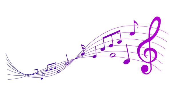 Partition vectorielle violette - notes de musique mélodie sur fond blanc - Vecteur, image
