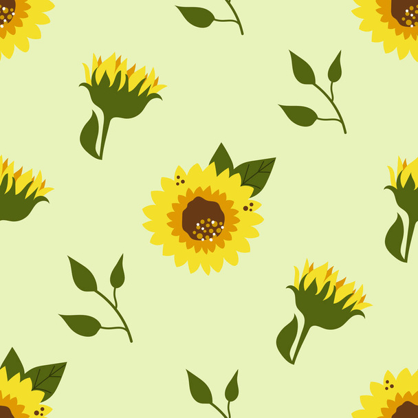 Seamless pattern of sunflowers, summer blossom. - Vettoriali, immagini
