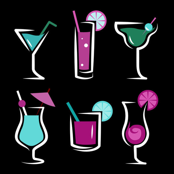 set of cocktails soft and long-drinks - Vector, afbeelding
