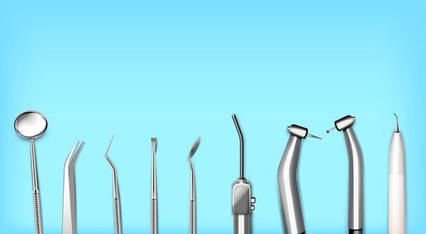 Dentists Tools Realistic Composition - Vector, afbeelding